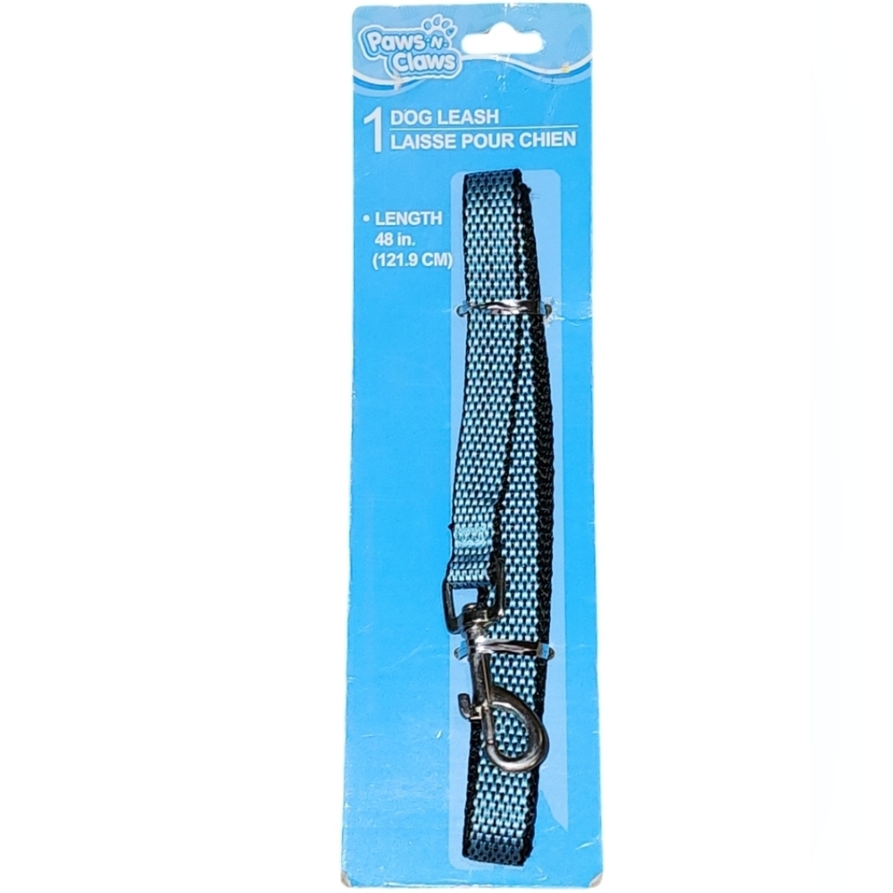 Dog LEASH Paws N Claws Lead 48"L x 1/2"W Blue & Black Puppy Pet Dogcore NWT
